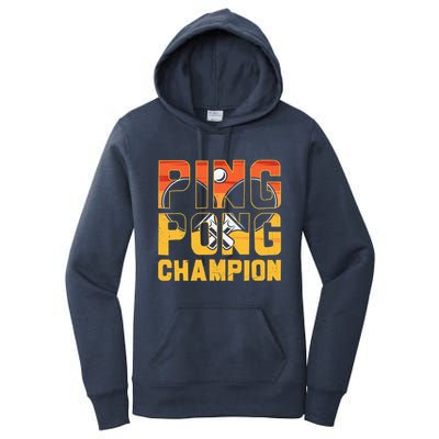 Ping Pong Champion Funny Table Tennis Player Retro Women's Pullover Hoodie