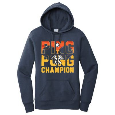 Ping Pong Champion Funny Table Tennis Player Retro Women's Pullover Hoodie