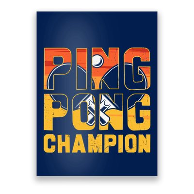 Ping Pong Champion Funny Table Tennis Player Retro Poster
