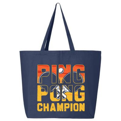 Ping Pong Champion Funny Table Tennis Player Retro 25L Jumbo Tote