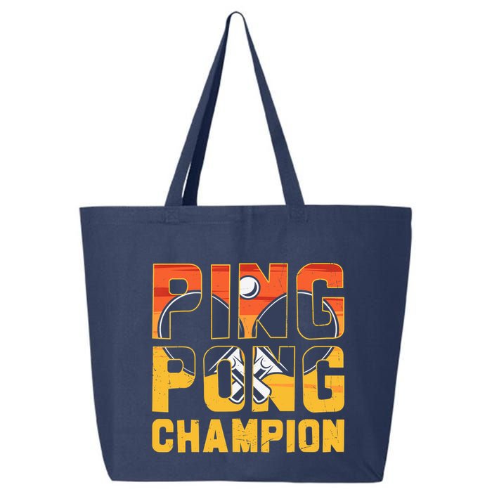 Ping Pong Champion Funny Table Tennis Player Retro 25L Jumbo Tote