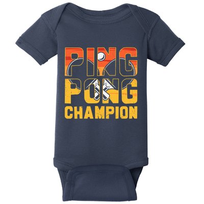 Ping Pong Champion Funny Table Tennis Player Retro Baby Bodysuit