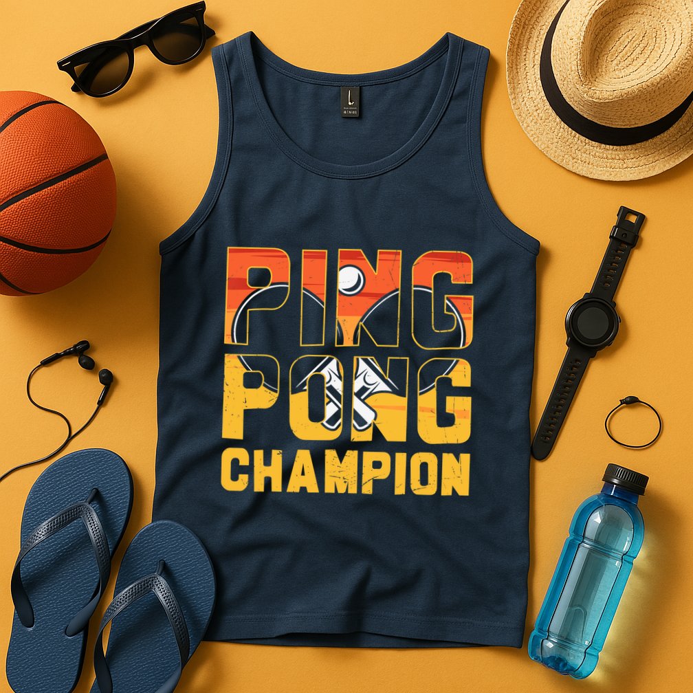 Ping Pong Champion Funny Table Tennis Player Retro Tank Top
