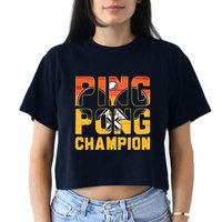 Ping Pong Champion Funny Table Tennis Player Retro Women's Crop Top Tee
