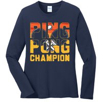 Ping Pong Champion Funny Table Tennis Player Retro Ladies Long Sleeve Shirt