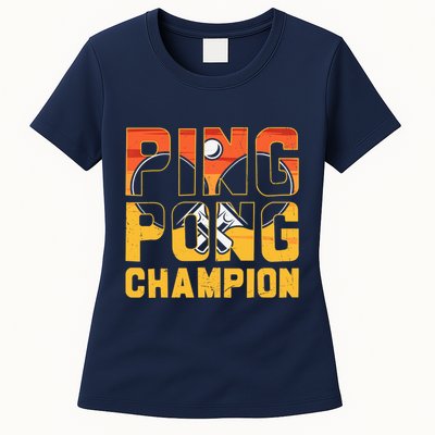 Ping Pong Champion Funny Table Tennis Player Retro Womens T-Shirt