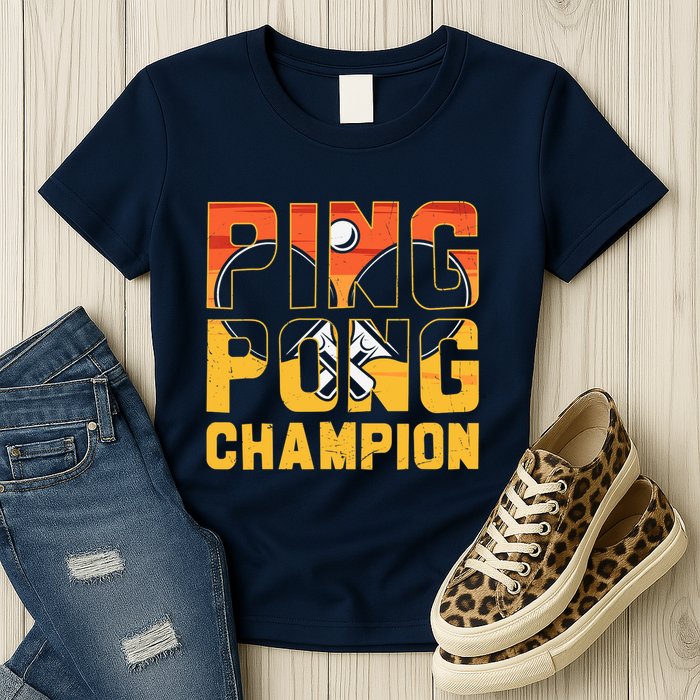 Ping Pong Champion Funny Table Tennis Player Retro Womens T-Shirt