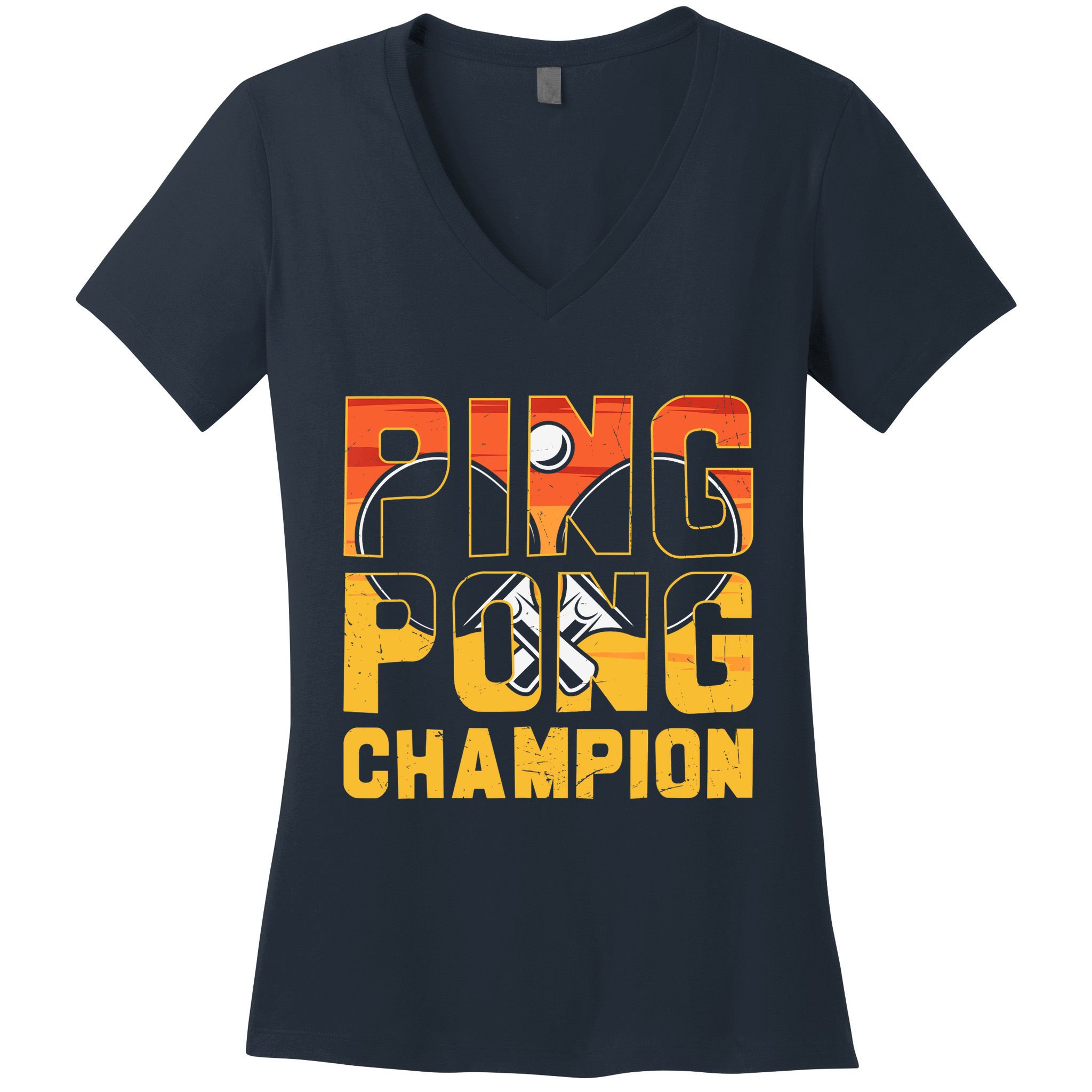 Ping Pong Champion Funny Table Tennis Player Retro Women's V-Neck T-Shirt