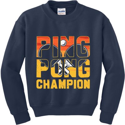 Ping Pong Champion Funny Table Tennis Player Retro Kids Sweatshirt