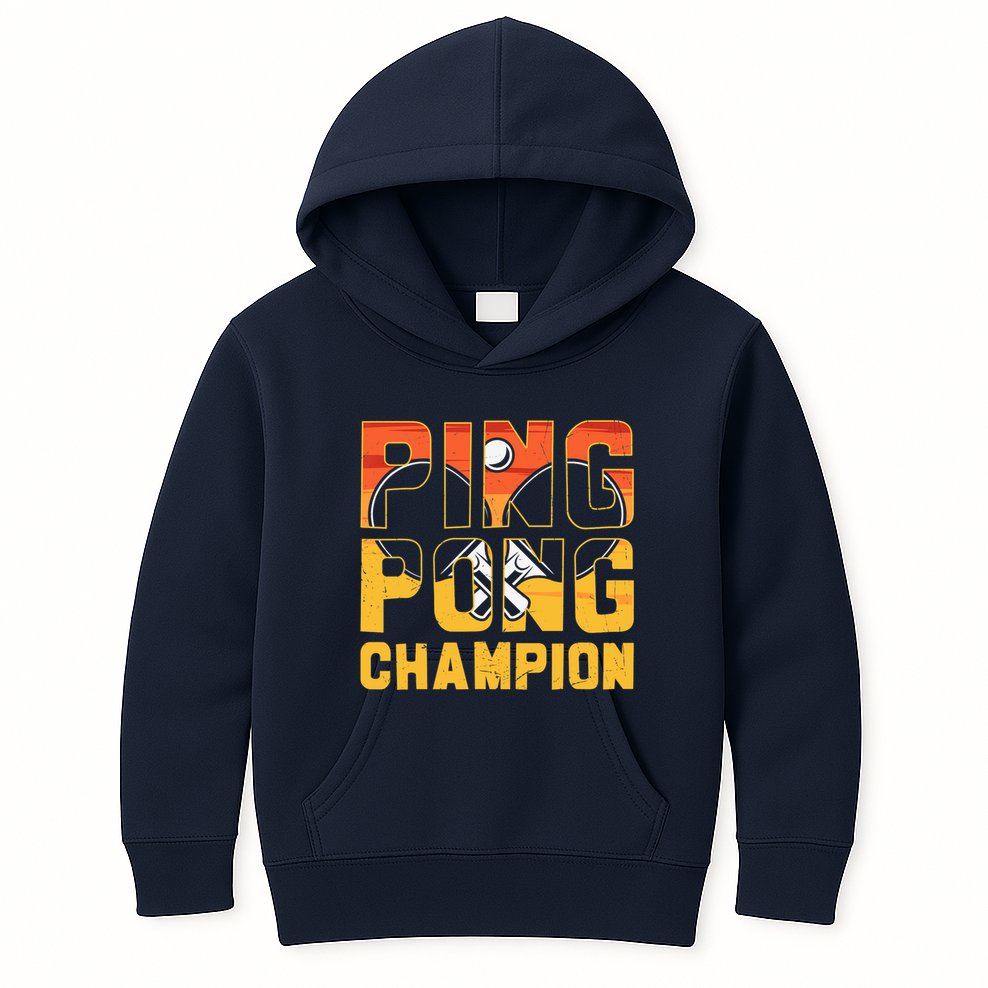 Ping Pong Champion Funny Table Tennis Player Retro Kids Hoodie