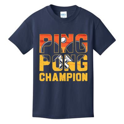 Ping Pong Champion Funny Table Tennis Player Retro Kids T-Shirt