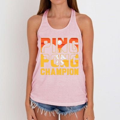 Ping Pong Champion Funny Table Tennis Player Retro Women's Knotted Racerback Tank