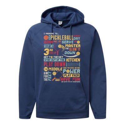 Pickleball Player Coach Funny Pickleball Pledge Gift For Fan Performance Fleece Hoodie