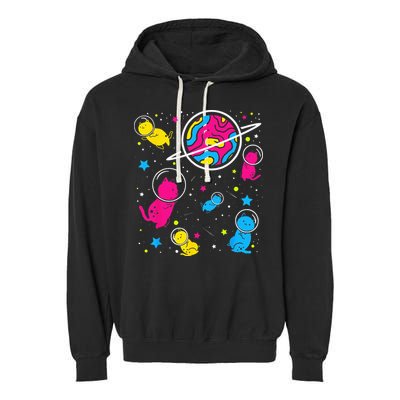 Pan Pride Cat In Space Pansexual Garment-Dyed Fleece Hoodie
