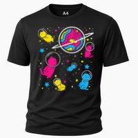 Pan Pride Cat In Space Pansexual Cooling Performance Crew T-Shirt