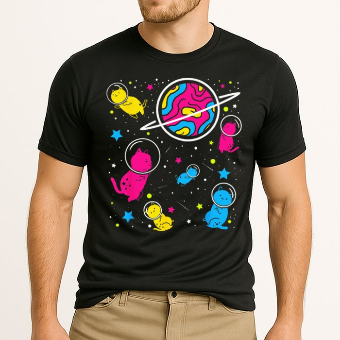 Pan Pride Cat In Space Pansexual Cooling Performance Crew T-Shirt