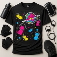Pan Pride Cat In Space Pansexual Cooling Performance Crew T-Shirt