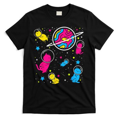 Pan Pride Cat In Space Pansexual T-Shirt