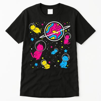 Pan Pride Cat In Space Pansexual Tall T-Shirt