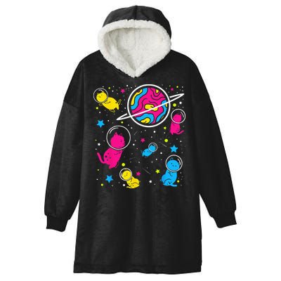 Pan Pride Cat In Space Pansexual Hooded Wearable Blanket