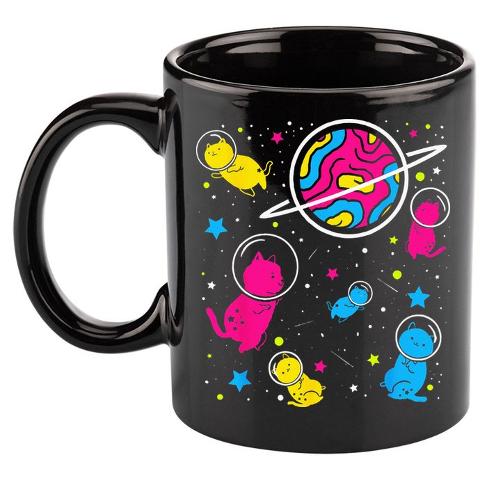 Pan Pride Cat In Space Pansexual 11oz C Handle Ceramic Mug