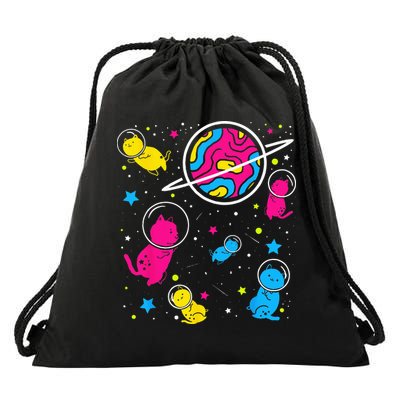 Pan Pride Cat In Space Pansexual Drawstring Bag