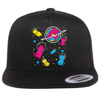 Pan Pride Cat In Space Pansexual Flatbill Hat