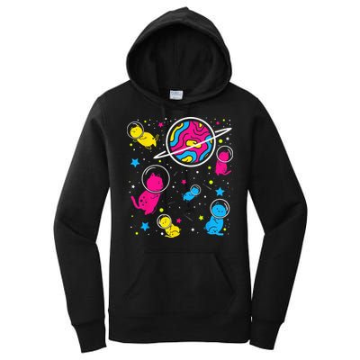 Pan Pride Cat In Space Pansexual Women's Pullover Hoodie