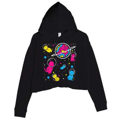 Pan Pride Cat In Space Pansexual Crop Fleece Hoodie