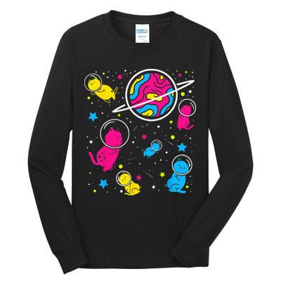 Pan Pride Cat In Space Pansexual Tall Long Sleeve T-Shirt