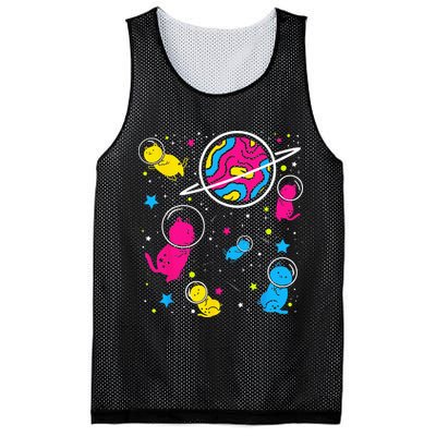 Pan Pride Cat In Space Pansexual Mesh Reversible Basketball Jersey Tank