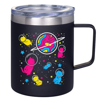 Pan Pride Cat In Space Pansexual 12oz Stainless Steel Coffee Mug