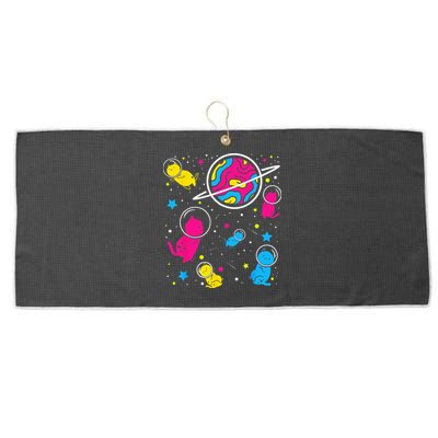 Pan Pride Cat In Space Pansexual Large Microfiber Waffle Golf Towel