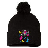 Pan Pride Cat In Space Pansexual Pom Pom 12in Knit Beanie