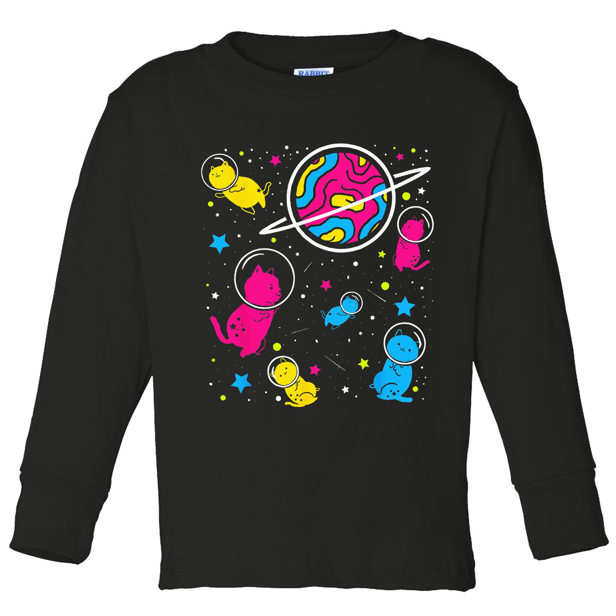 Pan Pride Cat In Space Pansexual Toddler Long Sleeve Shirt