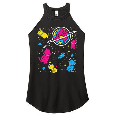 Pan Pride Cat In Space Pansexual Women's Perfect Tri Rocker Tank