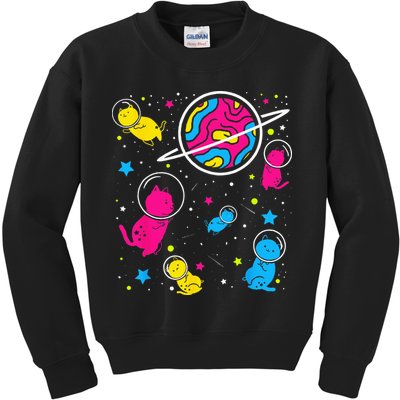 Pan Pride Cat In Space Pansexual Kids Sweatshirt