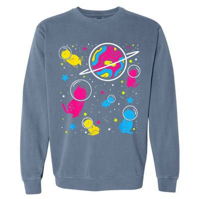 Pan Pride Cat In Space Pansexual Garment-Dyed Sweatshirt