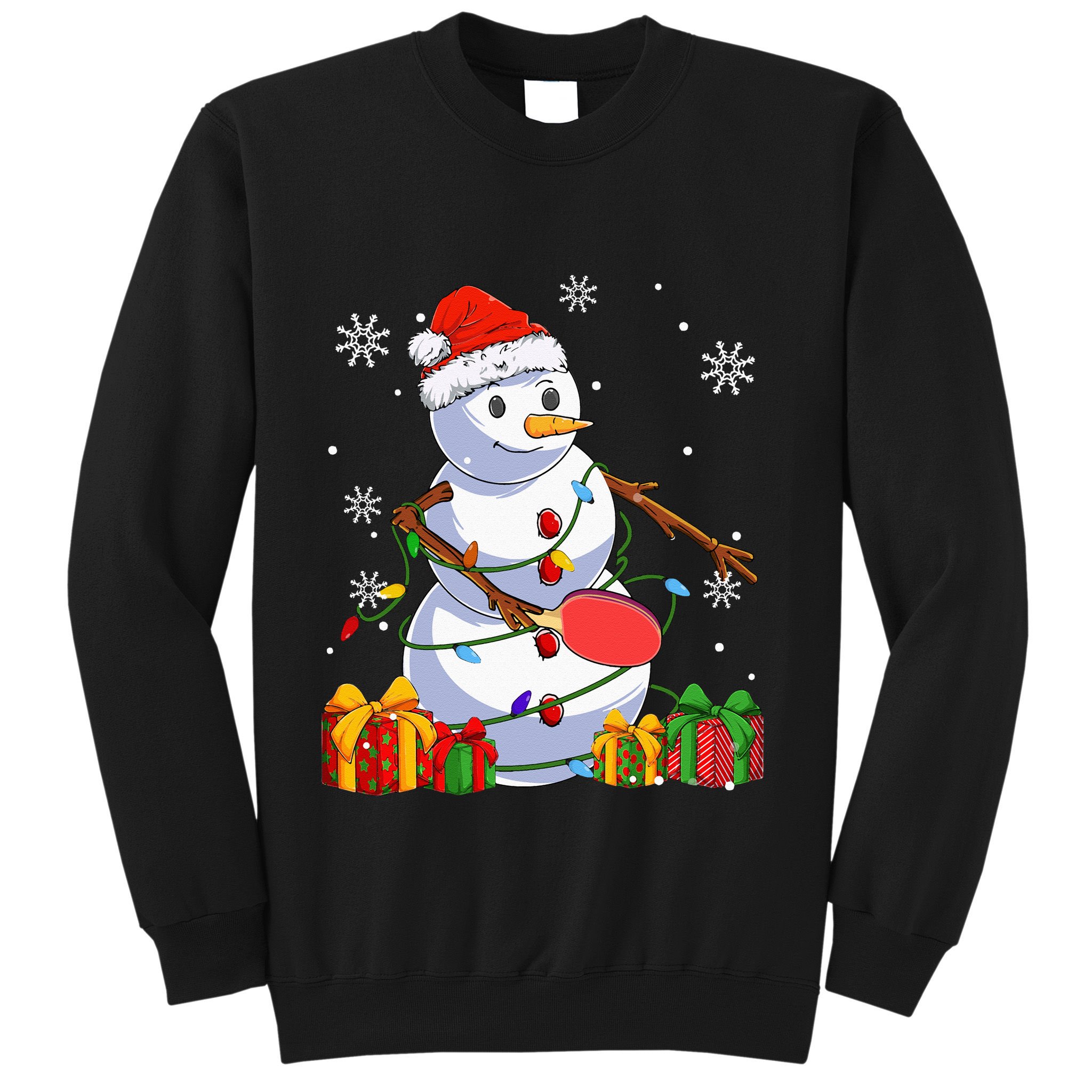 Ping Pong Christmas Snowman Wearing Santa Hat Pajamas Sweatshirt