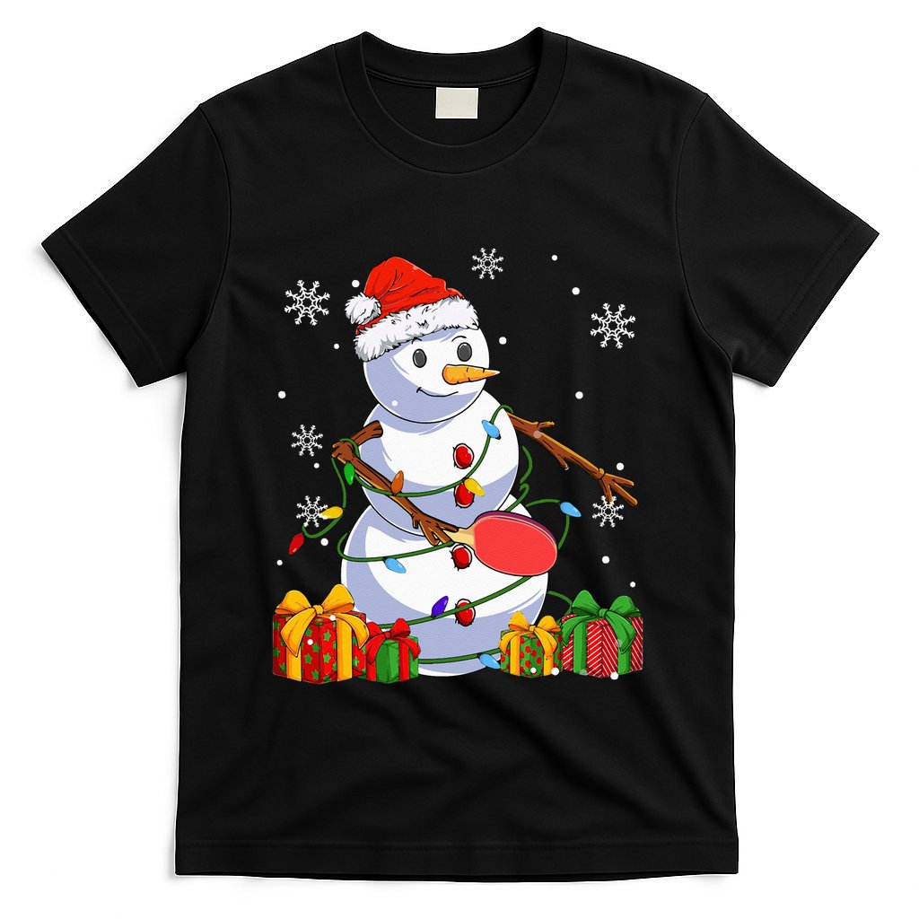Ping Pong Christmas Snowman Wearing Santa Hat Pajamas T-Shirt