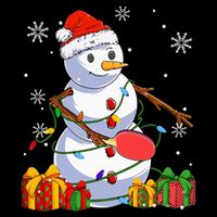 Ping Pong Christmas Snowman Wearing Santa Hat Pajamas Flat Bill Trucker Hat