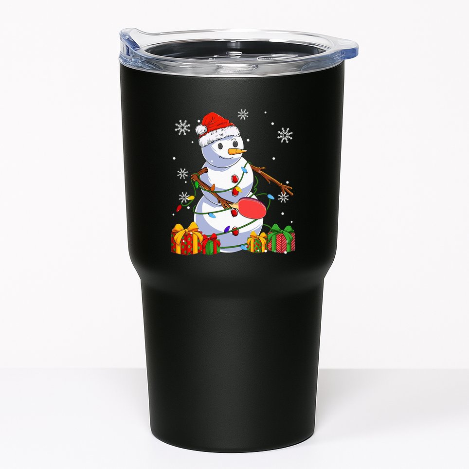 Ping Pong Christmas Snowman Wearing Santa Hat Pajamas Tumbler