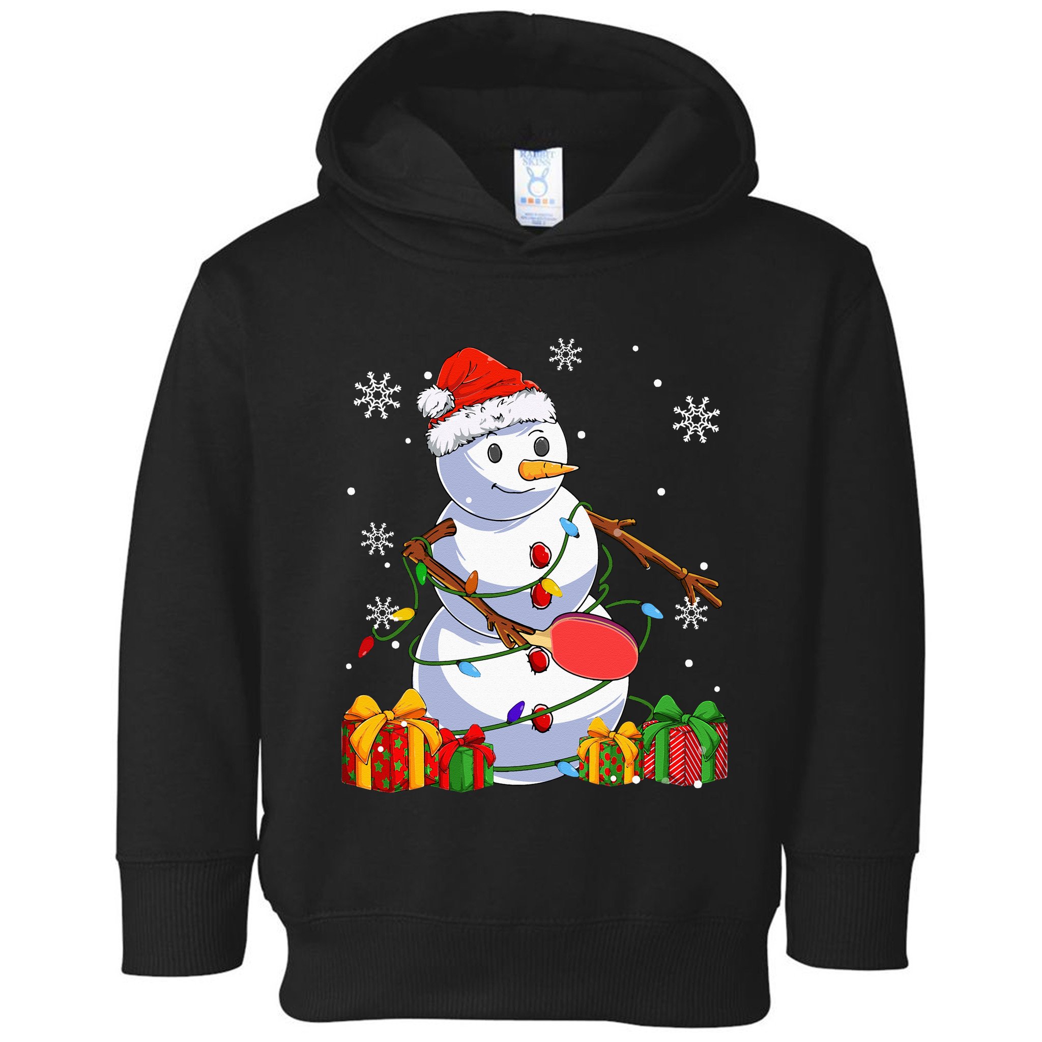 Ping Pong Christmas Snowman Wearing Santa Hat Pajamas Toddler Hoodie