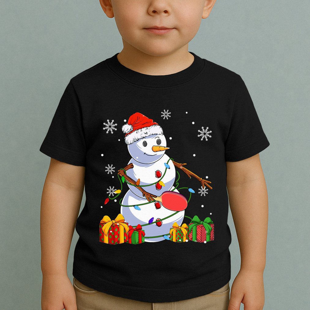 Ping Pong Christmas Snowman Wearing Santa Hat Pajamas Toddler T-Shirt