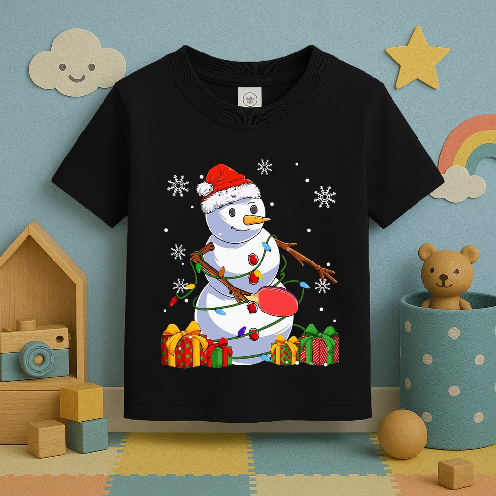 Ping Pong Christmas Snowman Wearing Santa Hat Pajamas Toddler T-Shirt