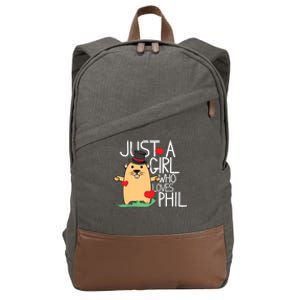 Punxsy Phils Cute Groundhog Day Holiday Design Cotton Canvas Backpack