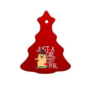 Punxsy Phils Cute Groundhog Day Holiday Design Ceramic Tree Ornament