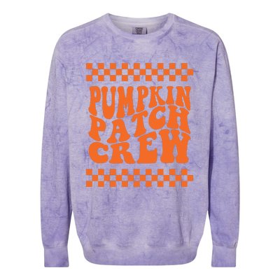 Pumpkin Patch Crew Matching Family Retro Halloween Groovy Colorblast Crewneck Sweatshirt