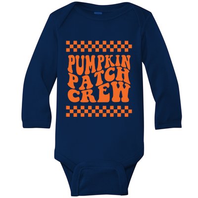 Pumpkin Patch Crew Matching Family Retro Halloween Groovy Baby Long Sleeve Bodysuit