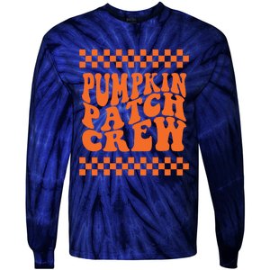 Pumpkin Patch Crew Matching Family Retro Halloween Groovy Tie-Dye Long Sleeve Shirt